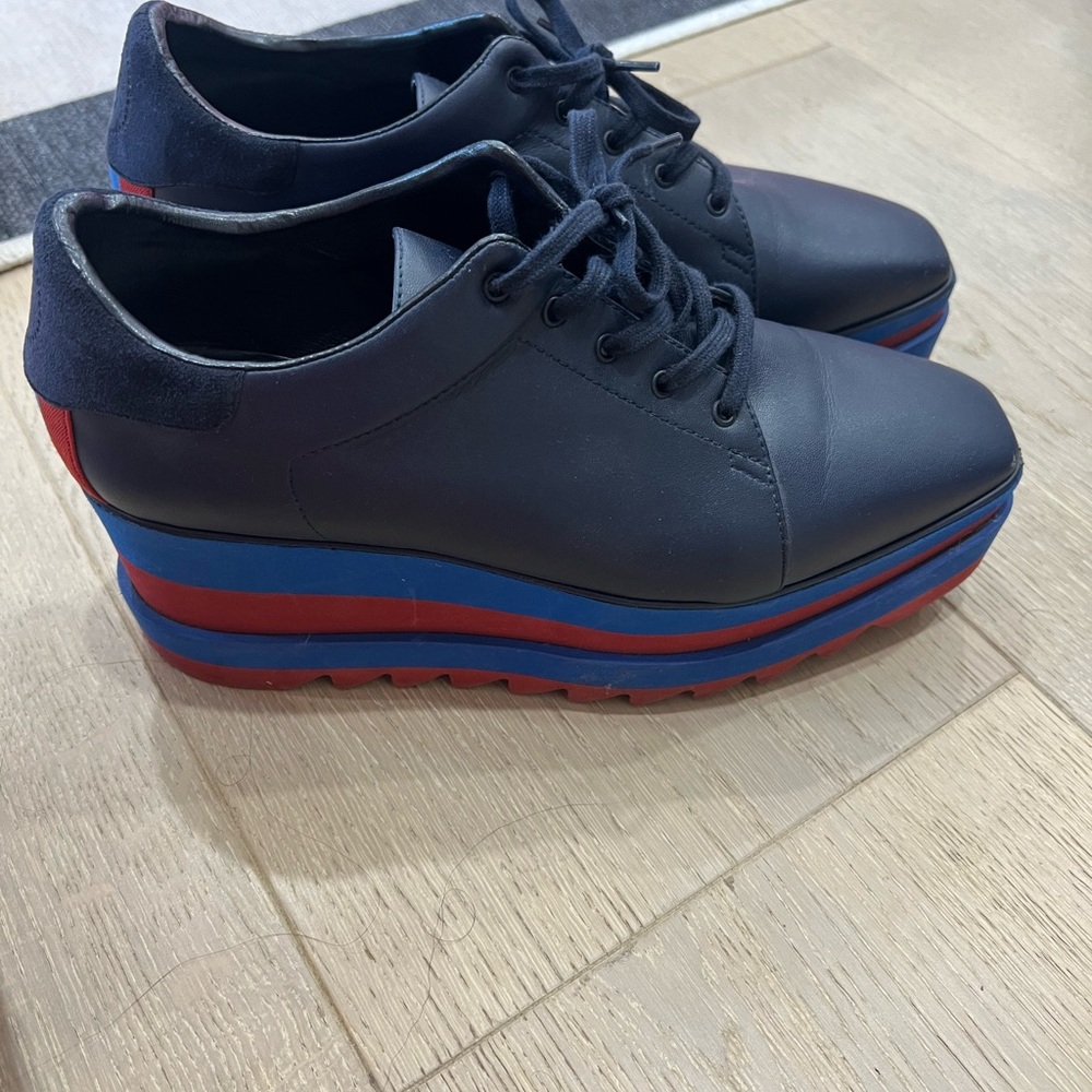 Stella McCartney Black and Blue Platform Sneakers 41